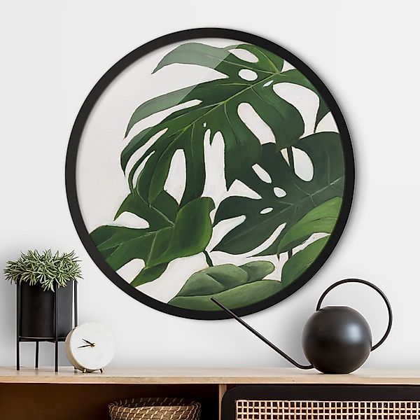 Rundes Bild mit Rahmen Lieblingspflanzen - Monstera günstig online kaufen