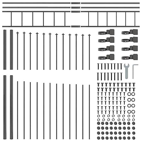 vidaXL Gartenzaun Grau 170 x 200 cm Pulverbeschichteter Stahl 42003907 günstig online kaufen