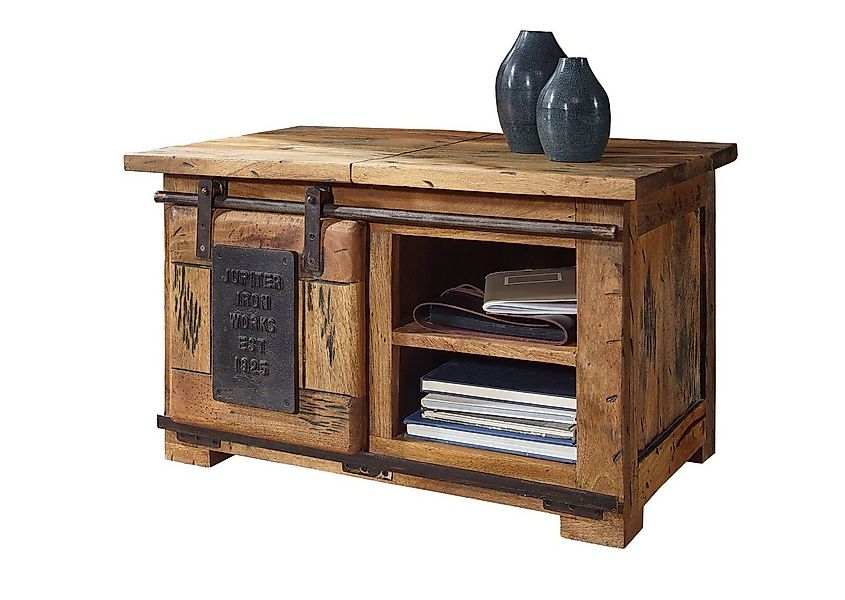 Liadomo Couchtisch Garbi, aus massivem Mangoholz, mit Rolltür und Fächern, günstig online kaufen