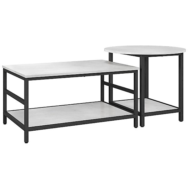 HOMCOM Beistelltisch Stahl Spanplatte 80L x 54B x 41H cm Schwarz+Weiß günstig online kaufen