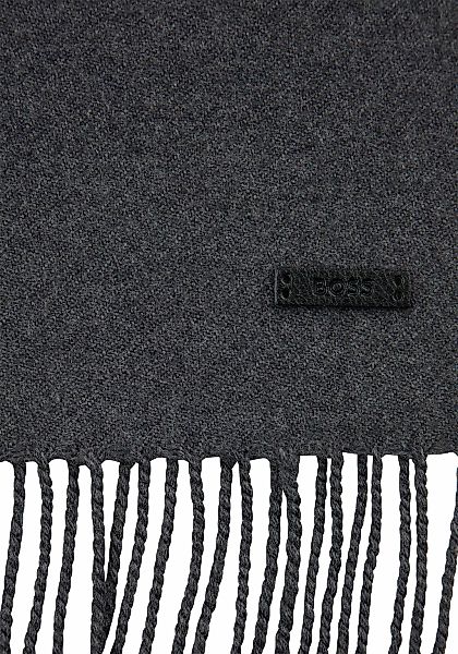 BOSS Wollschal "Naster 35*180", mit gedrehten Fransen 100% Wolle Lederlabel günstig online kaufen