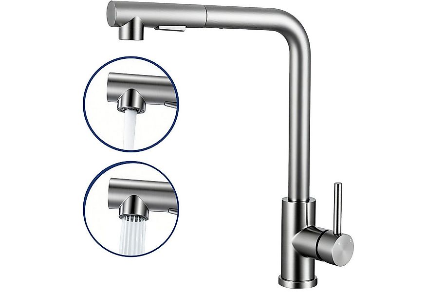 AICA Küchenarmatur Wasserhahn Küche Hochdruck mit 40cm Auszug & 360° Drehfu günstig online kaufen