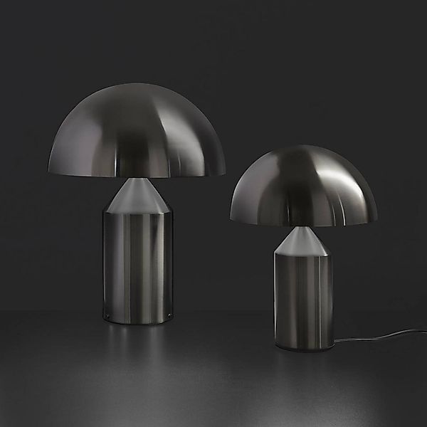 Oluce Tischleuchte Atollo, nickel satin, Alu, Ø 25 cm günstig online kaufen