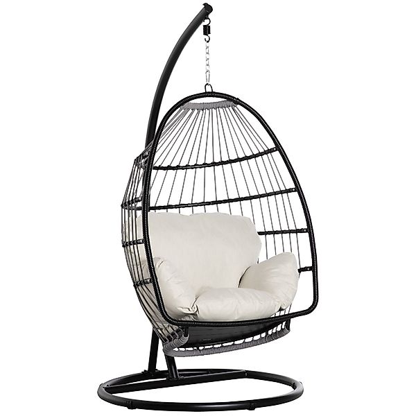 Outsunny Hängesessel Hängekorb mit Gestell Kissen günstig online kaufen