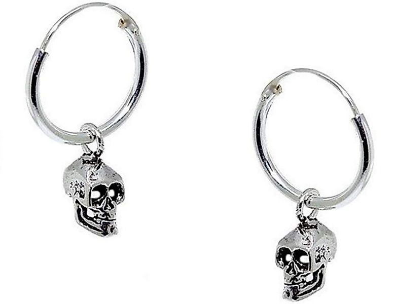 Westernlifestyle Paar Creolen mit Anhänger Totenkopf Skull aus 925er Sterli günstig online kaufen
