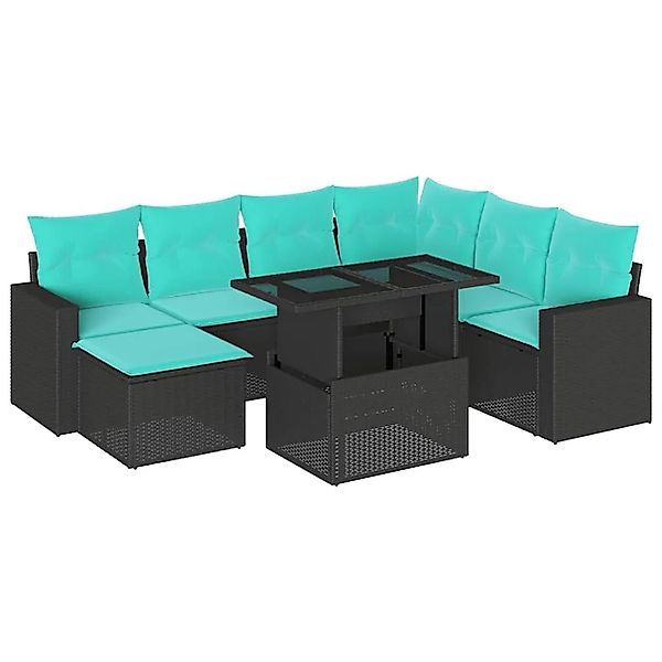 vidaXL 8-Tlg Gartensofa-Set mit Kissen Schwarz Polyrattan 3267437 günstig online kaufen