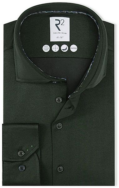 R2 Hemd Dobby Travel Shirt Dunkelgrün - Größe 42 günstig online kaufen