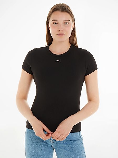 Tommy Jeans Kurzarmshirt "TJW SLIM ESSENTIAL RIB SS EXT", mit gerippter Str günstig online kaufen