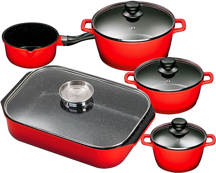 KING Topf-Set Set, je 1 Kochtopf 16/20/24 cm, Stielkasserolle 16 cm, Bräter günstig online kaufen