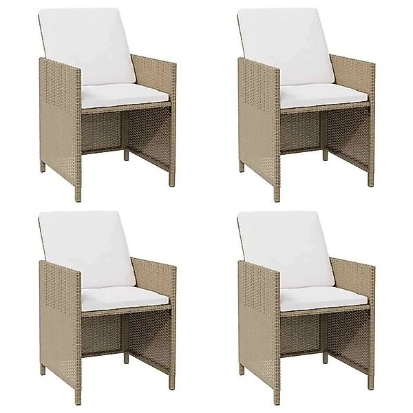 vidaXL Gartenstühle mit Kissen 4 Stk Poly Rattan Beige 316777 günstig online kaufen