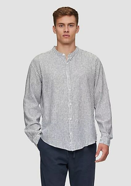 QS Kurzarmhemd Fein gestreiftes Hemd aus Leinenmix Streifen-Detail günstig online kaufen