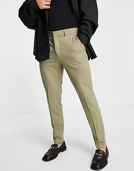 Selected Homme – Enge Anzughose in hellem Khaki-Grün günstig online kaufen