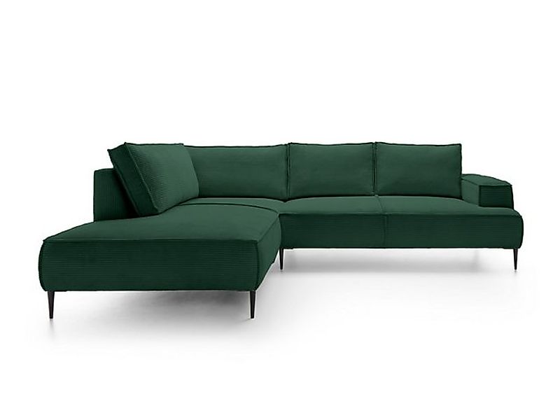 Goldstoff Ecksofa Cord VESPA L Beige – großes Wohnlandschaft Sofa L-Form, G günstig online kaufen