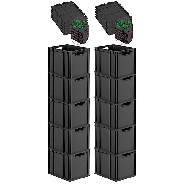 PROREGAL SuperSparSet 10x Eurobox Nextgen Grip Mit Scharnierdeckel Und Grün günstig online kaufen