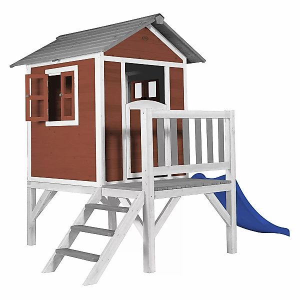 Axi Spielhaus Lodge XL Skandinavisches Rot Rutsche Lila günstig online kaufen