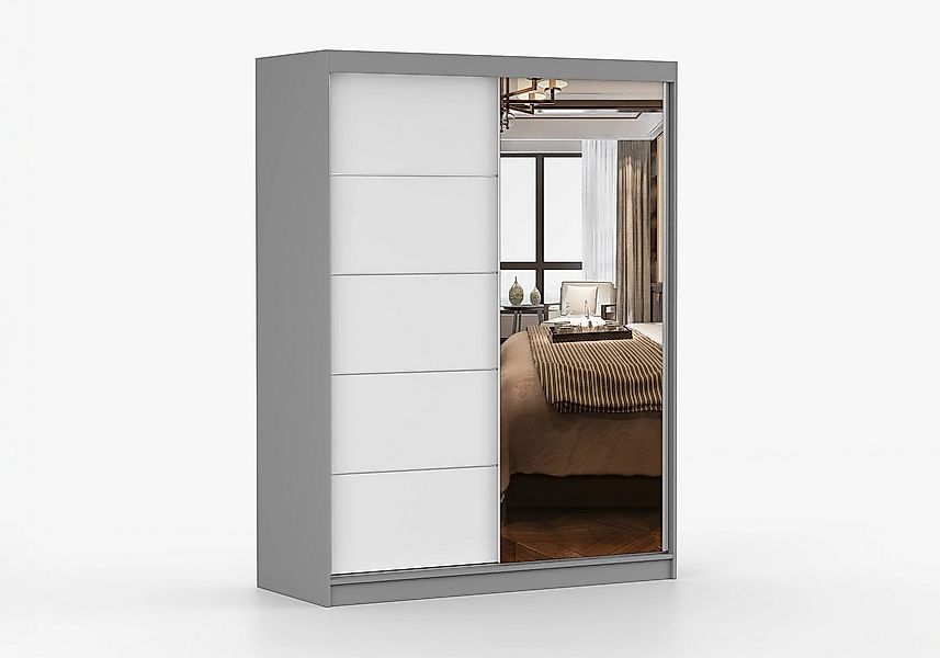 imoebel24 Schwebetürenschrank VISTA 05 150 cm - Grau / Weiss günstig online kaufen