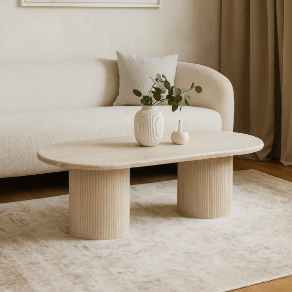 alesvelt Couchtisch ovale Trivento Travertin-Tischplatte Tischbeine günstig online kaufen
