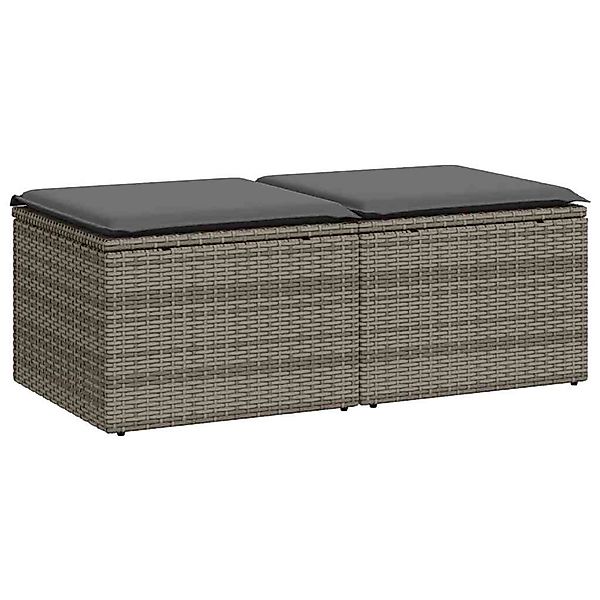 vidaXL 2-Tlg Garten-Sofagarnitur mit Kissen Grau Poly Rattan Akazie 3328663 günstig online kaufen