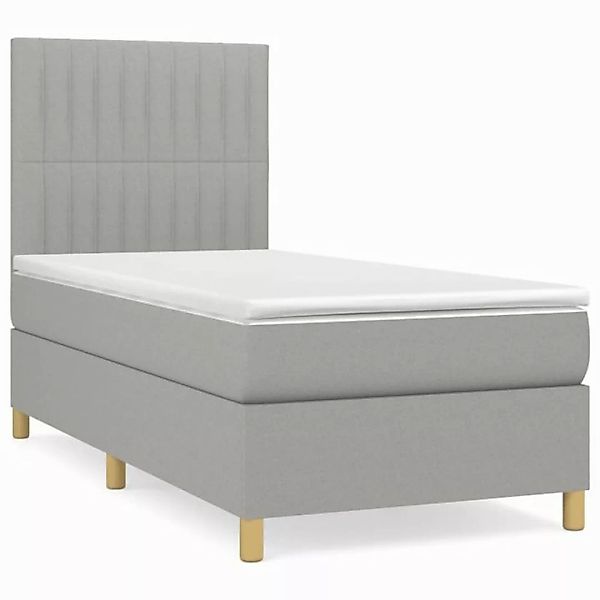 furnicato Bett Boxspringbett mit Matratze Hellgrau 100x200 cm Stoff (1-tlg) günstig online kaufen