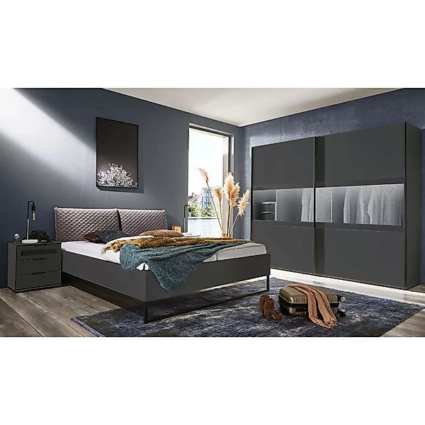 Schlafzimmermöbel Set mit 300cm Kleiderschrank, 160cm Bett und 2 Nachtschrä günstig online kaufen
