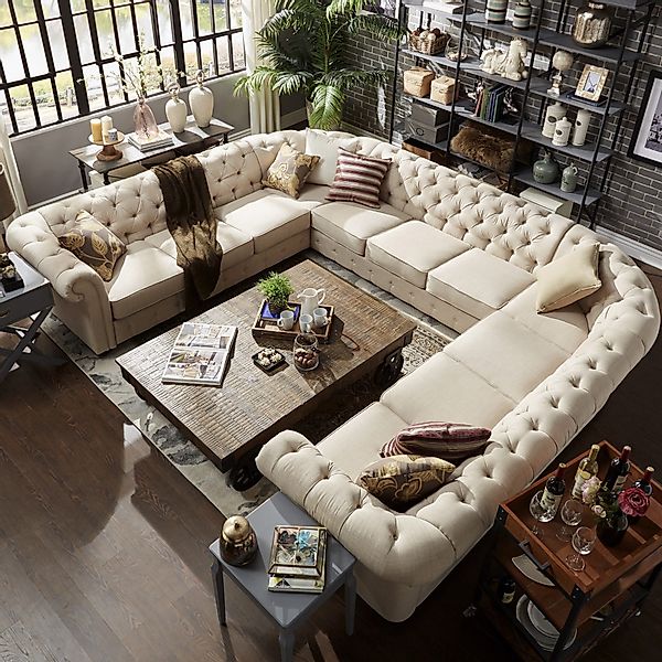 JVmoebel Wohnlandschaft Chesterfield Sofa XXL U-Form günstig online kaufen