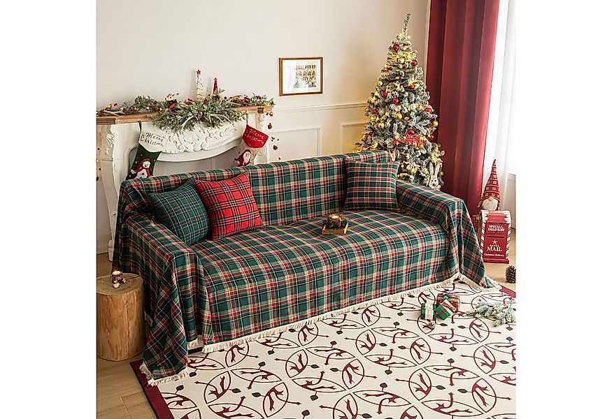 Plaid Sofaüberwurf Waffel Kuscheldecke mit Quasten Plaid Couchdecke, Qelus, günstig online kaufen