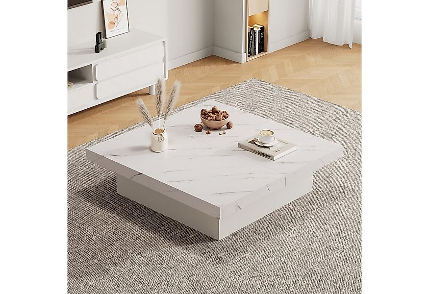 Merax Couchtisch mit versteckten Stauraum und Marmor-Optik (1-St), Quadrati günstig online kaufen