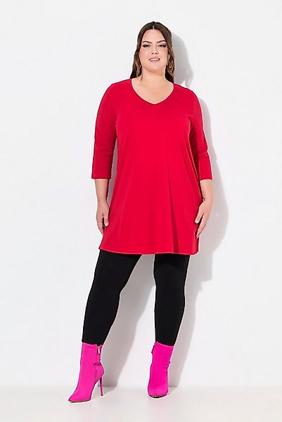 Ulla Popken Longshirt Longshirt A-Linie V-Ausschnitt 3/4-Arm günstig online kaufen