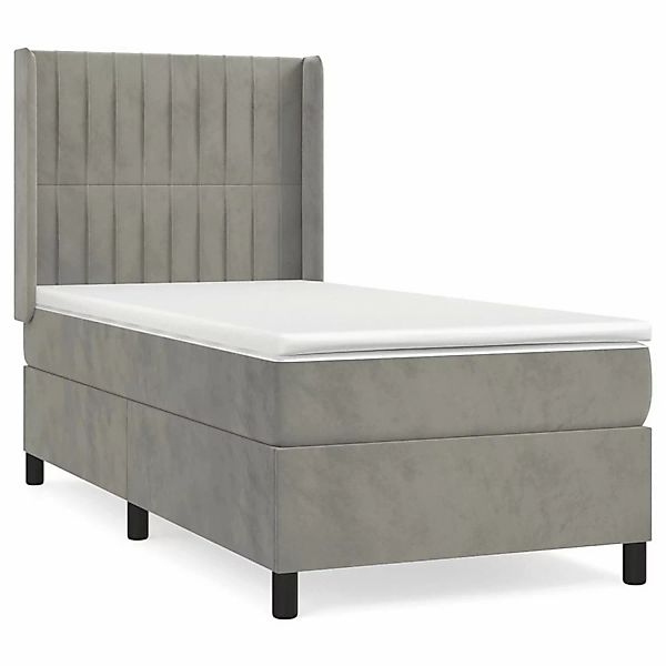 Vidaxl Boxspringbett Mit Matratze Hellgrau 100x200 Cm Samt günstig online kaufen
