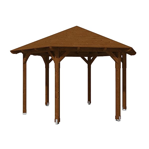 Skan Holz Pavillon Colmar 3 aus Douglasie Ø 480 cm Nuss günstig online kaufen