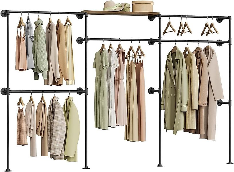 Woltu Kleiderständer, Garderobenständer offen, Wandmontage, Schwarz + Vinta günstig online kaufen