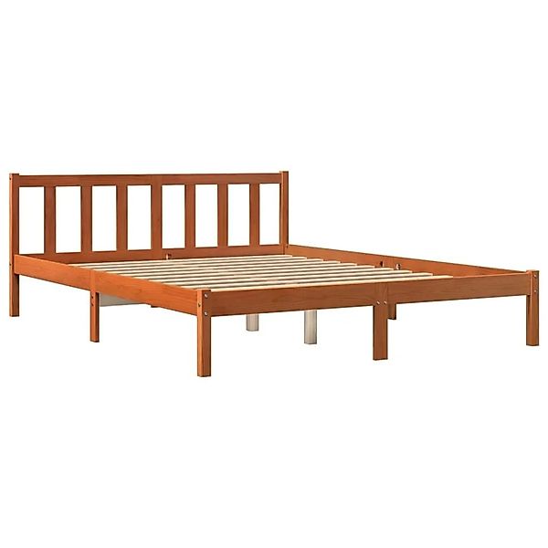 vidaXL Massivholzbett ohne Matratze Wachsbraun 150x200 cm Kiefernholz 84481 günstig online kaufen