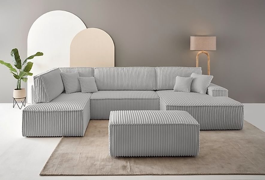 andas Wohnlandschaft »FINNLEY, U-Form XXL 329 cm, Schlafsofa, Schlaffunktio günstig online kaufen