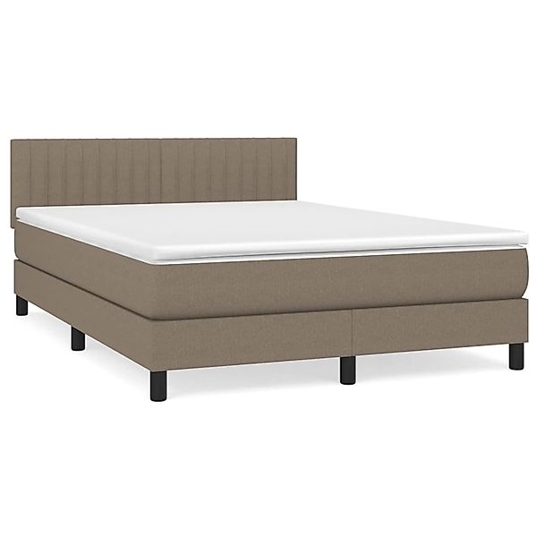 vidaXL Boxspringbett Boxspringbett mit Matratze Taupe 140x200 cm Stoff Bett günstig online kaufen