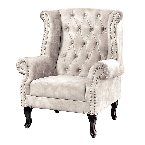riess-ambiente Ohrensessel CHESTERFIELD 105cm champagner beige/silber- günstig online kaufen