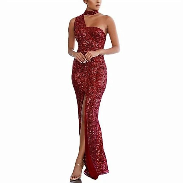 RUZU UG Abendkleid Süßes Abendkleid mit einfarbigen Pailletten und hoher Ta günstig online kaufen