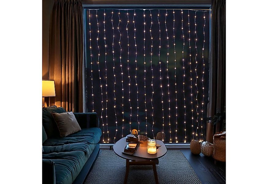 MARELIDA LED-Lichtervorhang Draht Weihnachtsdeko für Fenster 20 Stränge 400 günstig online kaufen