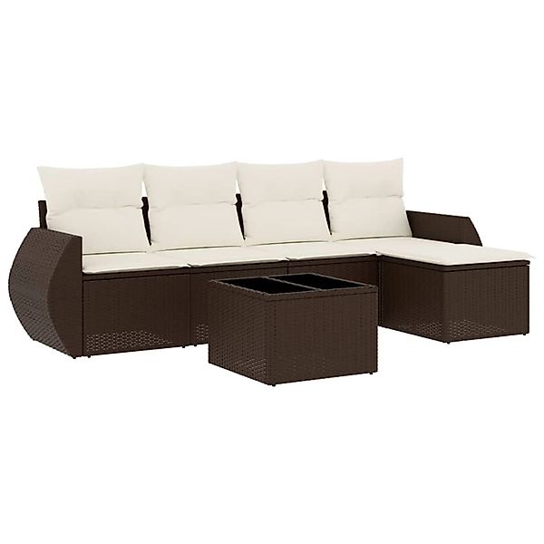 vidaXL 6-Tlg Garten-Sofagarnitur mit Kissen Braun Poly Rattan 3221302 günstig online kaufen