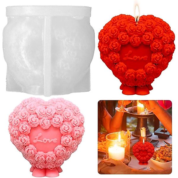 LuxusKollektion Formkerze Silikonform Herz Rosen Blumen günstig online kaufen