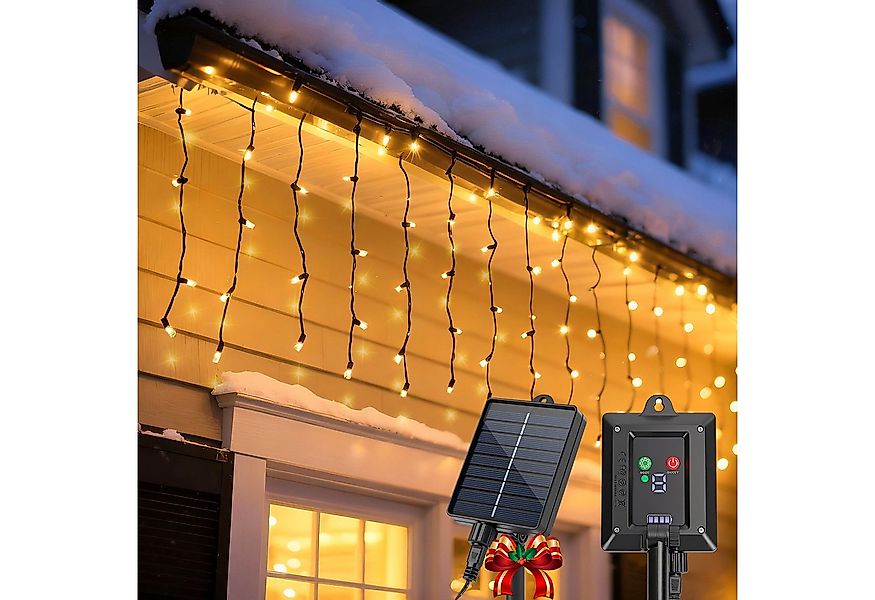 Aigostar LED-Lichtervorhang Solar Eiszapfen Lichterkette Außen 3M+5M*0.6M 1 günstig online kaufen
