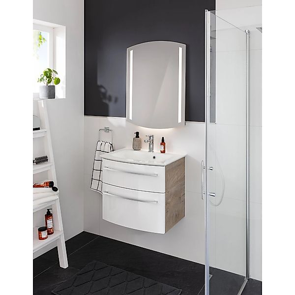 Fackelmann Badmöbel-Set B.Style 2-tlg. 63,2 cm Nature Oak/Weiß günstig online kaufen