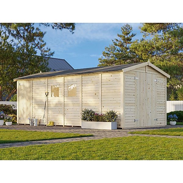 Palmako Gerätehaus Dan 273 x 550 cm Lackiert Dunkelgrau FSC® günstig online kaufen