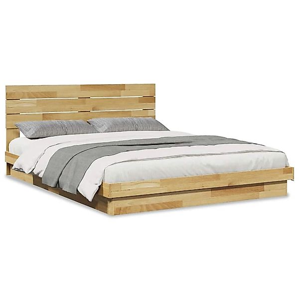 vidaXL Massivholzbett mit Kopfteil ohne Matratze 160x200 cm Eichenholz 3315 günstig online kaufen