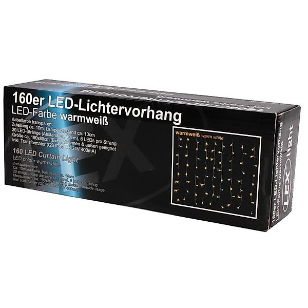 Lex 160er LED Lichtervorhang Lichterkette Außen Innen Weihnachtslicht Warmw günstig online kaufen