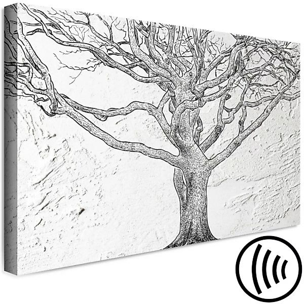 Bild auf Leinwand Standhafter Baum - subtile Skizze der Natur auf einem Bet günstig online kaufen