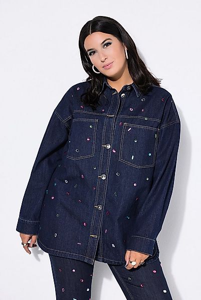 Studio Untold Hemdbluse Jeanshemd Oversize Shape Glitzersteine günstig online kaufen
