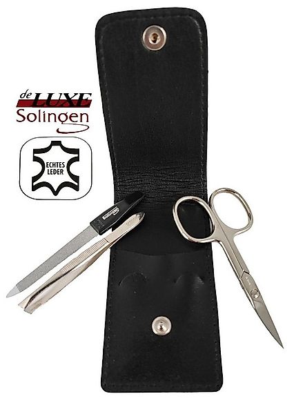 EloModa Maniküre-Etui 3-teiliges Solingen Maniküre Set mit Leder Etui schwa günstig online kaufen