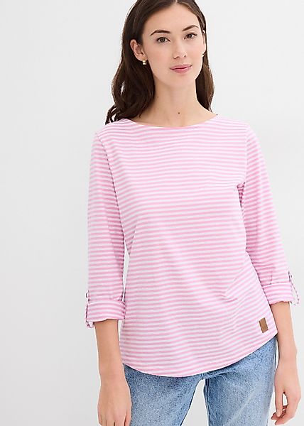 bonprix Langarmshirt "Langarmshirt aus reiner Baumwolle" bequeme Passform, günstig online kaufen
