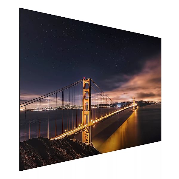 Alu-Dibond Bild Architekur & Skyline - Querformat 3:2 Golden Gate to Stars günstig online kaufen