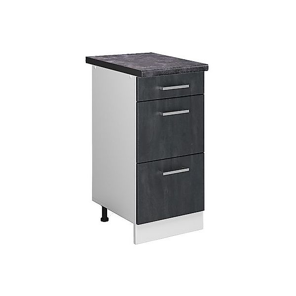 Vicco Unterschrank R-Line, Schwarz Beton/Weiß, 40 cm AP Marmor günstig online kaufen